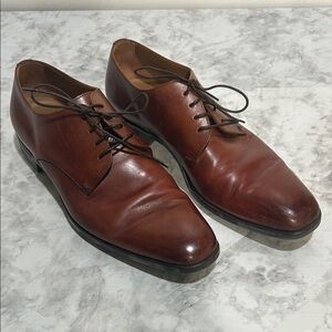 HUGO BOSS MENS RICH BROWN LEATHER OXFORDS SHOES MADE IN ITALY Sz 8